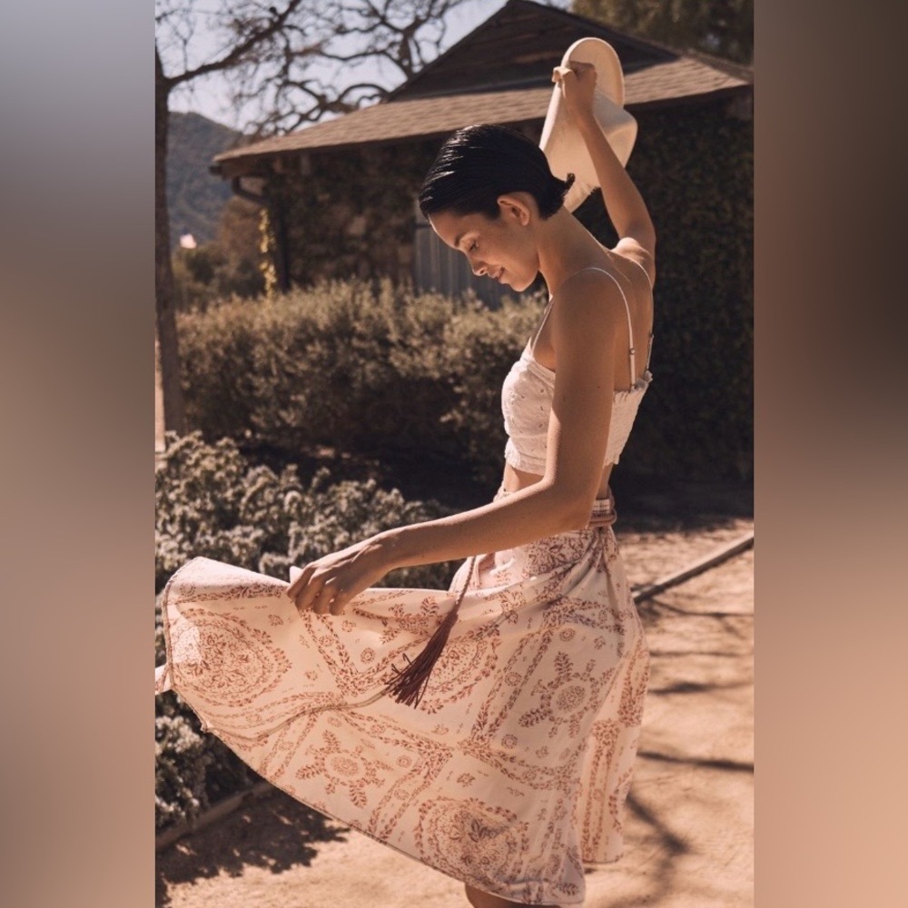 Pilcro Lace-Up Maxi Skirt — Neutral, NWT, Effortless Boho Luxe